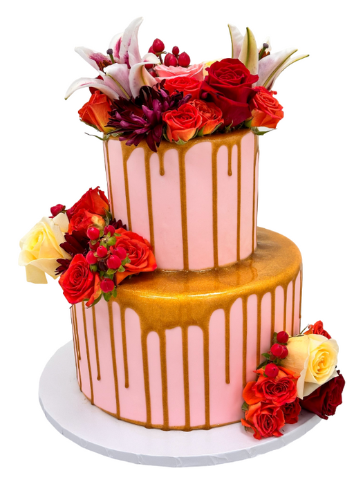 Birthday Cake Pink Flowers