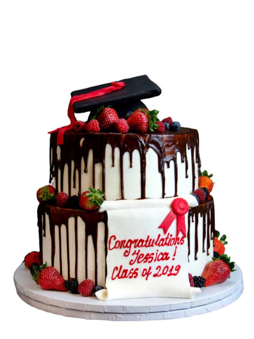 Graduation Cake Fruit and Chocolate