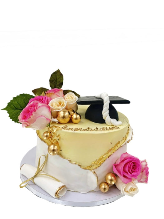 Graduation Cake Pretty Flowers