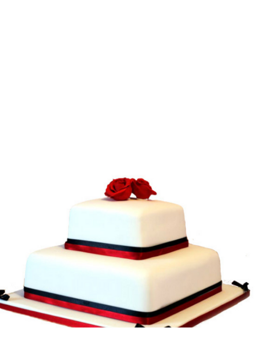 Red & Black Ribbons Classic Cake